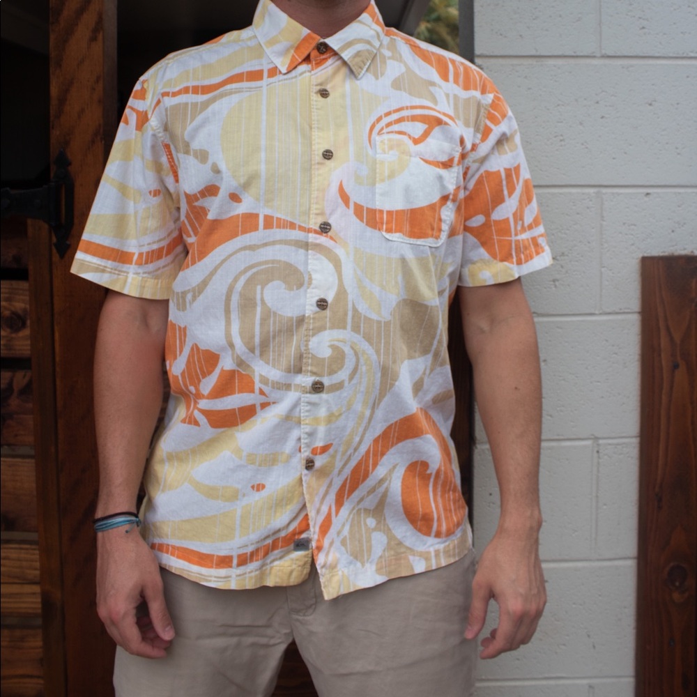 Quiksilver Aloha Shirt Hawaiian Shirt Large